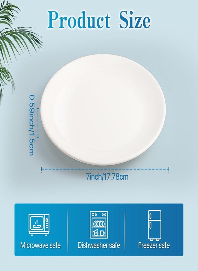 Tivcck Ceramic Dessert Plates Set of 6,7 Inch White Appetizer Plates,Round Small Salad Plates Dinner Plates,Porcelain Dessert Plates for Snacks Cake,Microwave & Dishwasher Safe - Image 2