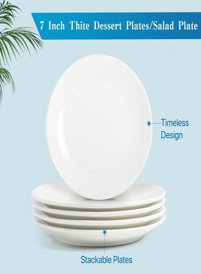 Tivcck Ceramic Dessert Plates Set of 6,7 Inch White Appetizer Plates,Round Small Salad Plates Dinner Plates,Porcelain Dessert Plates for Snacks Cake,Microwave & Dishwasher Safe - Image 5