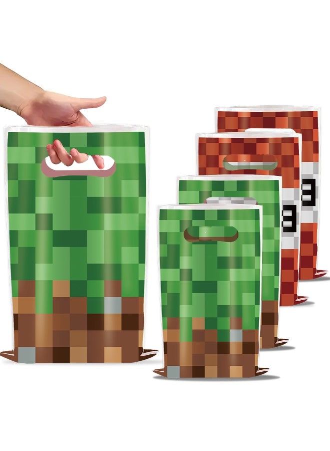 ILovhaprty Minecraft Party Favor Bags for Kids – 10PCS Double-Sided PE Gift Bags, Pixel Style Goodie Bags for Minecraft Birthday Party Supplies, Treat Bags for Candy, Toys & Party Favors - Image 1