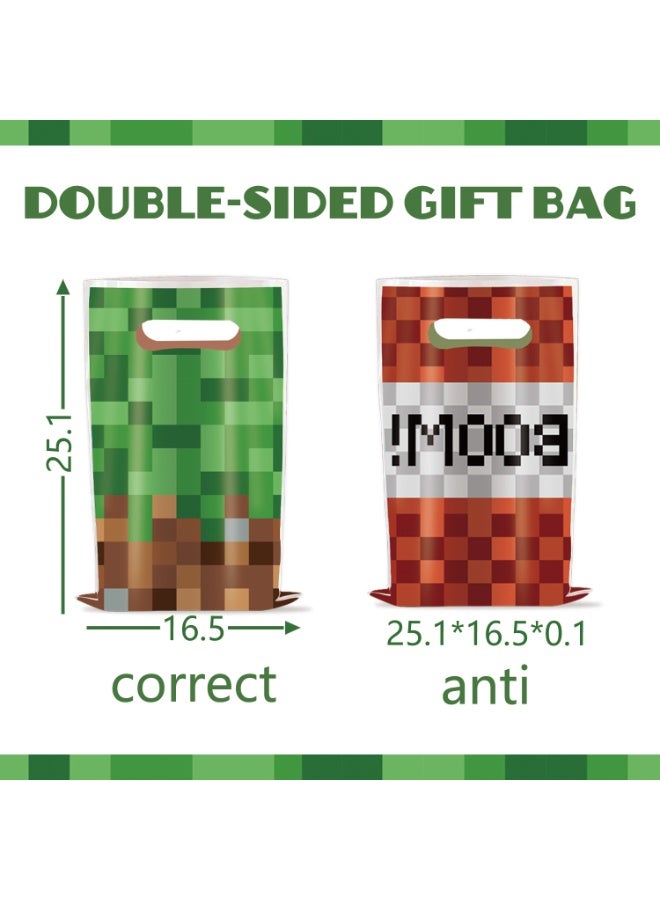 ILovhaprty Minecraft Party Favor Bags for Kids – 10PCS Double-Sided PE Gift Bags, Pixel Style Goodie Bags for Minecraft Birthday Party Supplies, Treat Bags for Candy, Toys & Party Favors - Image 2