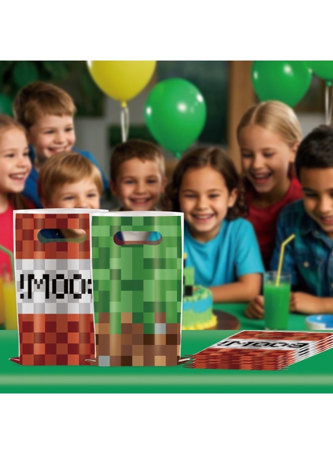 ILovhaprty Minecraft Party Favor Bags for Kids – 10PCS Double-Sided PE Gift Bags, Pixel Style Goodie Bags for Minecraft Birthday Party Supplies, Treat Bags for Candy, Toys & Party Favors - Image 5