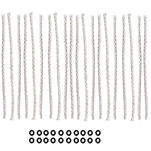 BOLLAER Permanent Match Lighter Cotton Wick Accessories, Replacement Wick for Metal Matches, Suitable for Emergency Rescue, Camping, with 20 Cotton Wick, 20 Rubber Ring - Image 1