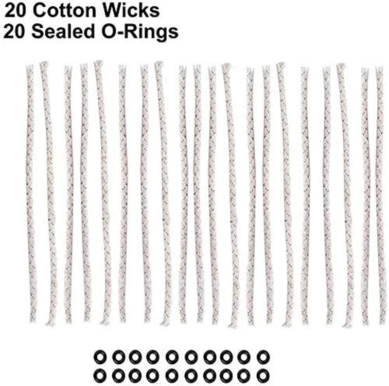 BOLLAER Permanent Match Lighter Cotton Wick Accessories, Replacement Wick for Metal Matches, Suitable for Emergency Rescue, Camping, with 20 Cotton Wick, 20 Rubber Ring - Image 2