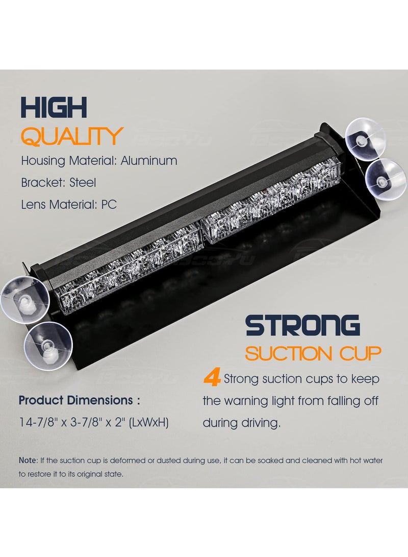 SYOSI 14.8in LED Emergency Strobe Light Bar for Windshield, Interior Visor Deck Flashing, Amber/White, 12 LEDs, 12/24V, Hazard Safety Warning Lights for Police, Law Enforcement, POV, Trucks, Vehicles - Image 5