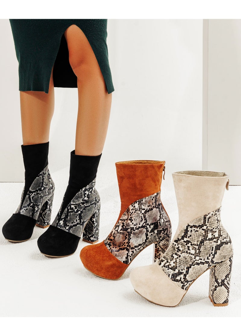 Vbranda Suede Boot With Snakeskin Leather 9 Sm B-35-BLACK - Image 2
