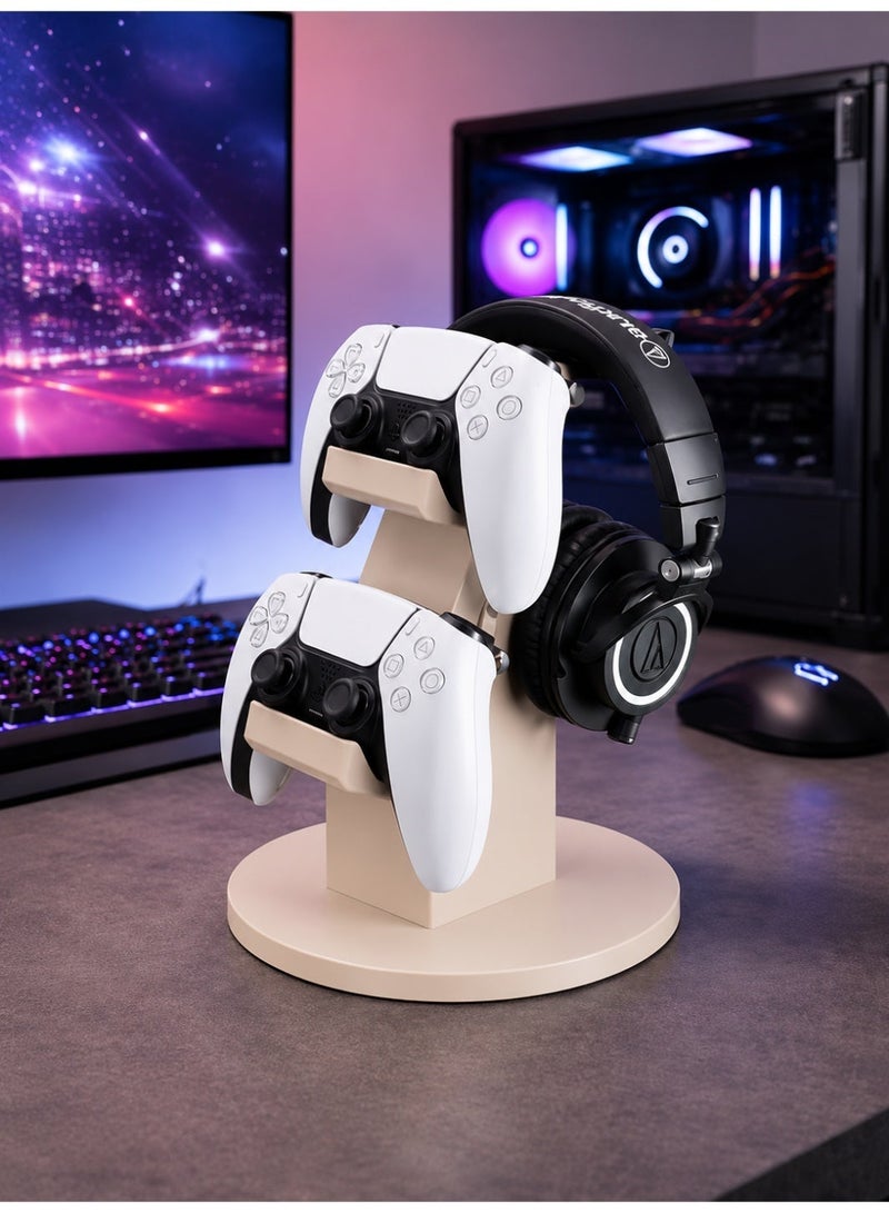 حامل مزدوج ليدي التحكم وسماعة الرأس – منظم مكتب ألعاب ليدي تحكم PS5 (ارتفاع 25 سم، قاعدة 17 سم) | مطبوع ثلاثي الأبعاد | إكسسوارات ألعاب دبي | الإمارات - Image 4