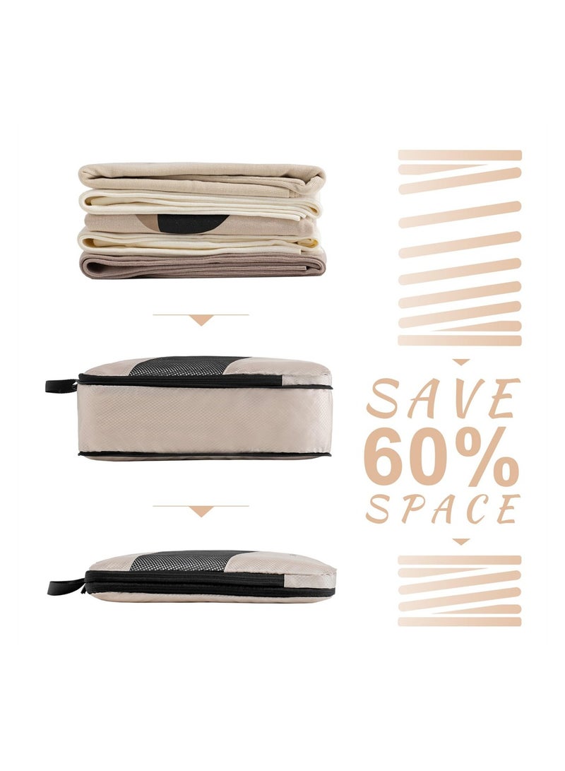 مجموعة مكعبات التعبئة للسفر مكونة من 6 منظمات ضغط خفيفة الوزن مع حقائب أدوات الزينة والأحذية لتحقيق أقصى قدر من الكفاءة في السفر - Image 3