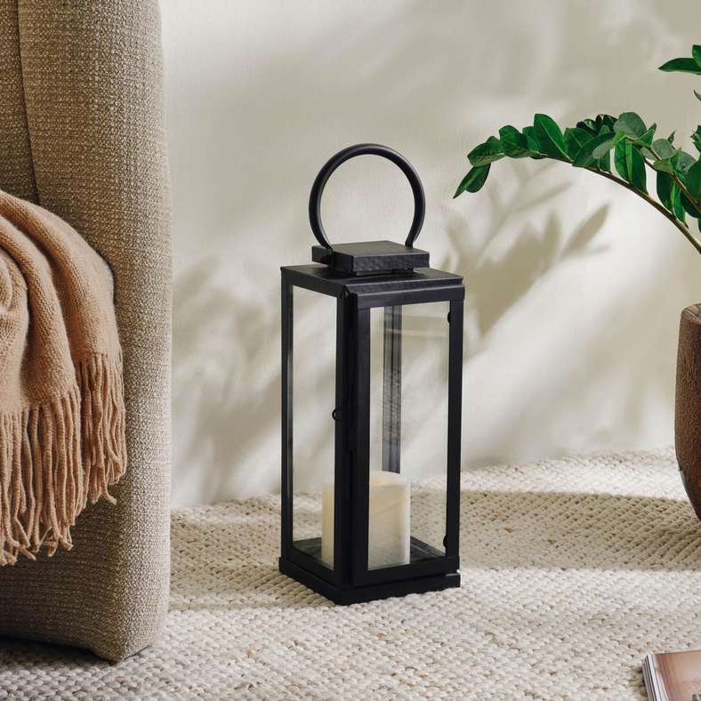 Pan Home فانوس معدني - أسود لديكور المنزل