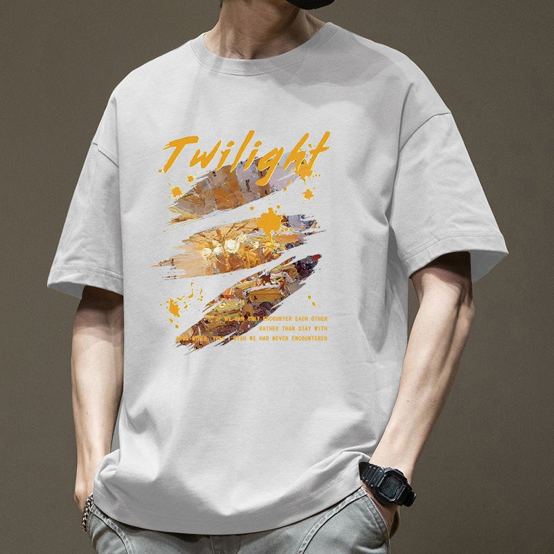 Heavyweight pure cotton short-sleeved t-shirt for men's summer 2025 new youth American-style printed loose half-sleeved top - Image 3