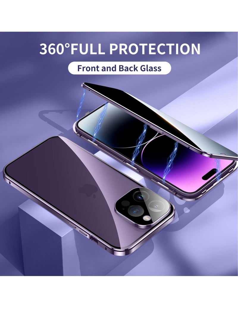 Captaintech Anti Peeping Case for iPhone 14 Pro Max, 360 Degree Front and Back Privacy Tempered Glass Cover, Anti SPY Screen, Anti Peep Magnetic Adsorption Metal Bumper for iPhone 14 Pro Max (Black) - Image 4