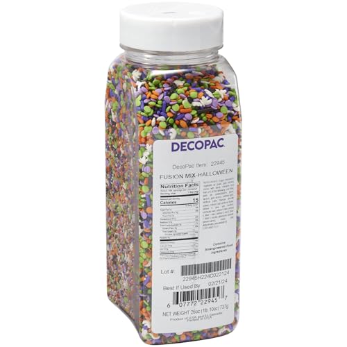DecoPac Halloween Fusion Mix Sprinkles, 26oz, Shaped Candy Sprinkles in Handheld Container, Edible Decorations For Celebration Cakes, Cupcakes, Cookies and Donuts - Image 1