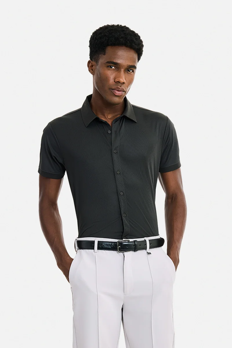 سنيتش Black Checkered Half Sleeve Regular Fit Casual Shirt