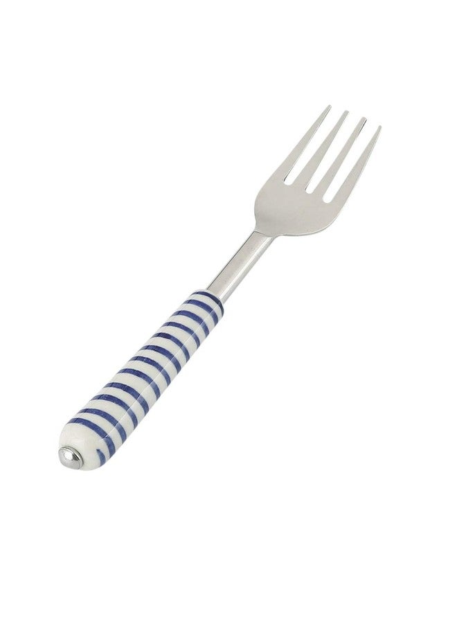 VarEesha Handmade Blue Spiral Ceramic Handle Steel Forks Set of 6 - Image 4