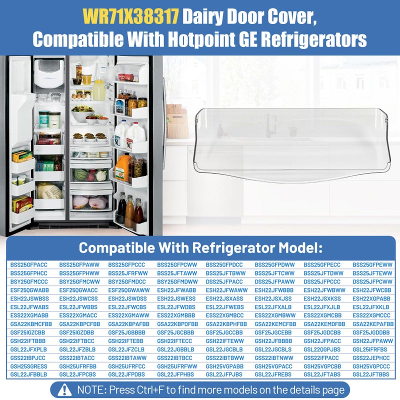 MTZUL WR22X10012 WR71X38317 Refrigerator Dairy Door Compatible With Hotpoint GE Dairy Bin Cover, Refrigerator Door Dairy Replaces AP7175676 AH295579 EA295579 879748 AH295579 PS16619589 - Image 4