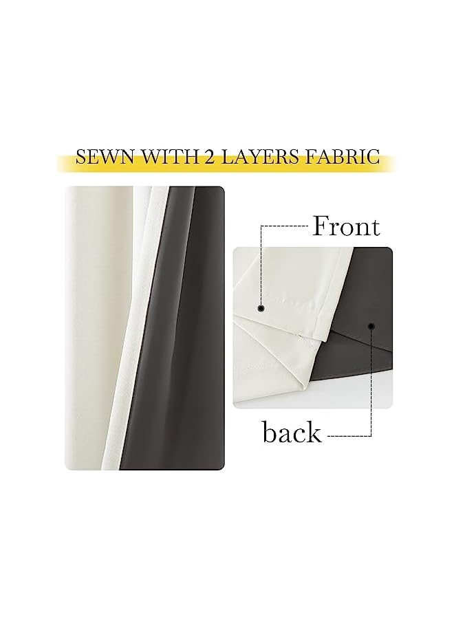 The Bros ستائر سميكة من الكتان الصناعي 100% معتمة لغرفة النوم، ستائر حرارية مانعة للضوء مع طيات دبابيس وعلاج نوافذ عازلة للصوت لغرفة المعيشة، طبيعية، W50 x L84، 1 لوحة - Image 4