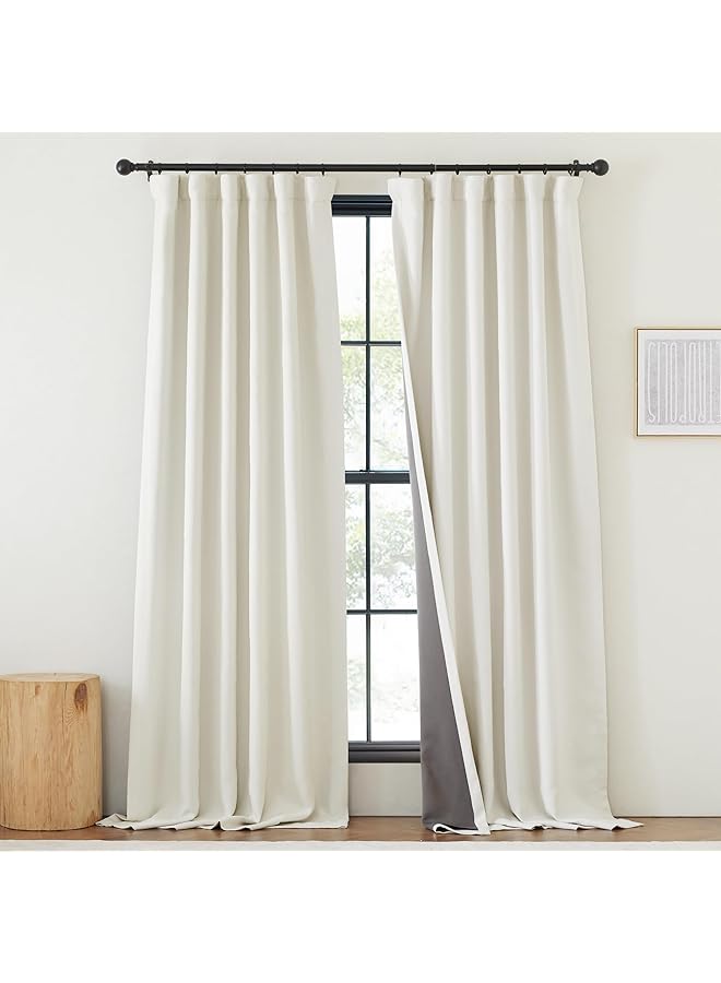 The Bros ستائر سميكة من الكتان الصناعي 100% معتمة لغرفة النوم، ستائر حرارية مانعة للضوء مع طيات دبابيس وعلاج نوافذ عازلة للصوت لغرفة المعيشة، طبيعية، W50 x L84، 1 لوحة - Image 1