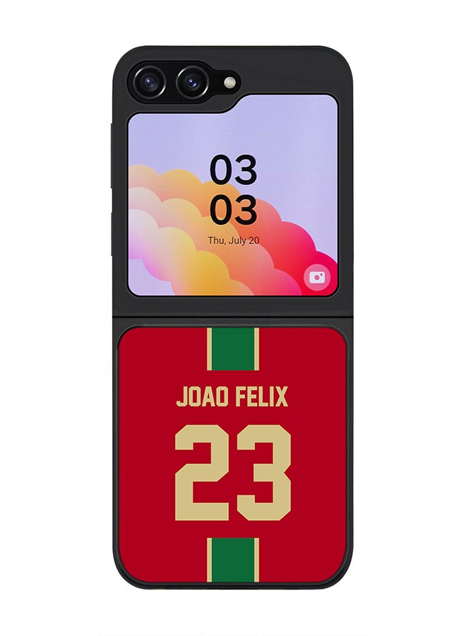 Stylizedd Rugged Black edge case for Samsung Galaxy Z Flip5, Slim fit Soft Case Flexible Rubber Edges Anti Drop TPU Gel Thin Cover -  Football Team - Portugal, Player Name - Joao Felix - Image 1