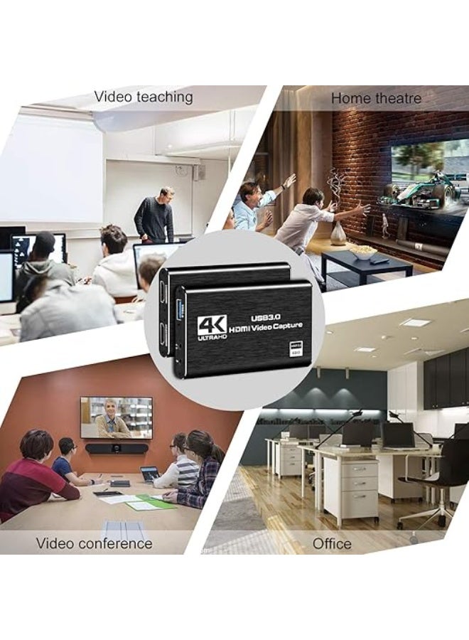 4K Audio Video Capture Card, USB 3.0 HDMI Video Capture Device, Full HD 1080P for Game Recording, Live Streaming Broadcasting (USB-3.0 HDMI 4K Loop) - Image 2