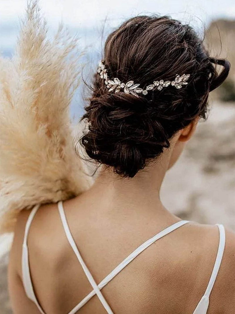 Unicra Wedding Crystal Hair Combs Bridal Headpieces Wedding Hair Accessories for Brides (Gold) - Image 3