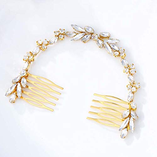 Unicra Wedding Crystal Hair Combs Bridal Headpieces Wedding Hair Accessories for Brides (Gold) - Image 1