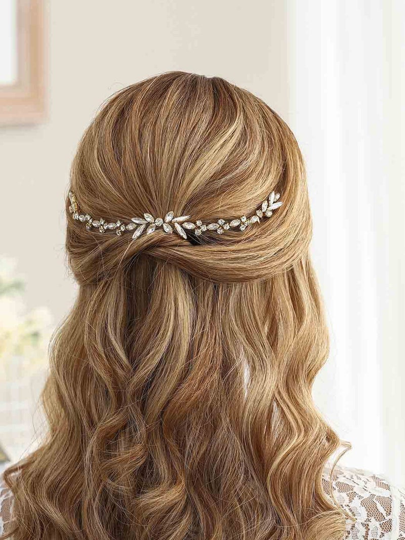 Unicra Wedding Crystal Hair Combs Bridal Headpieces Wedding Hair Accessories for Brides (Gold) - Image 5