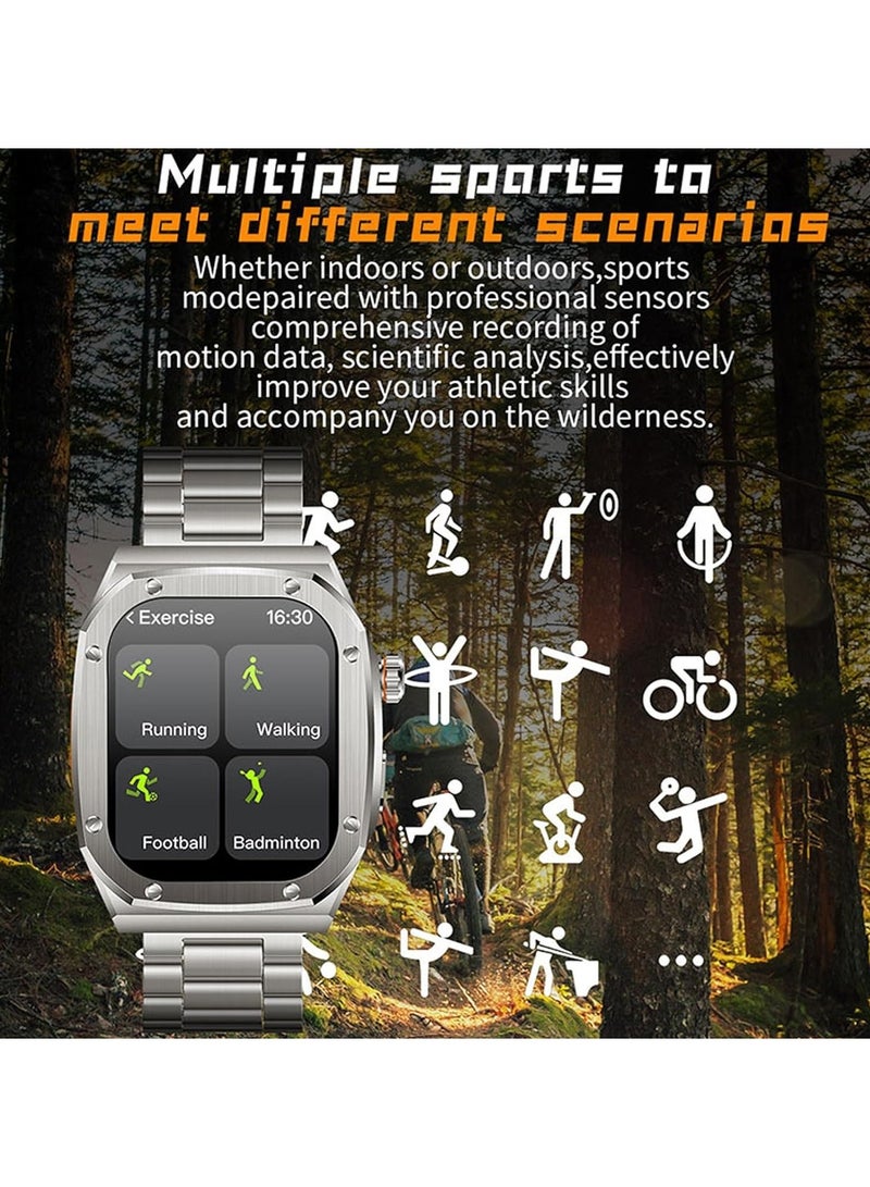 Mi Techo Z79 Max 2.1 Inch Large Screen HD Display Smart Watch IP68 Waterproof and NFC With 2 Pair Strap and Wireless Charger For Men Silver - Image 4