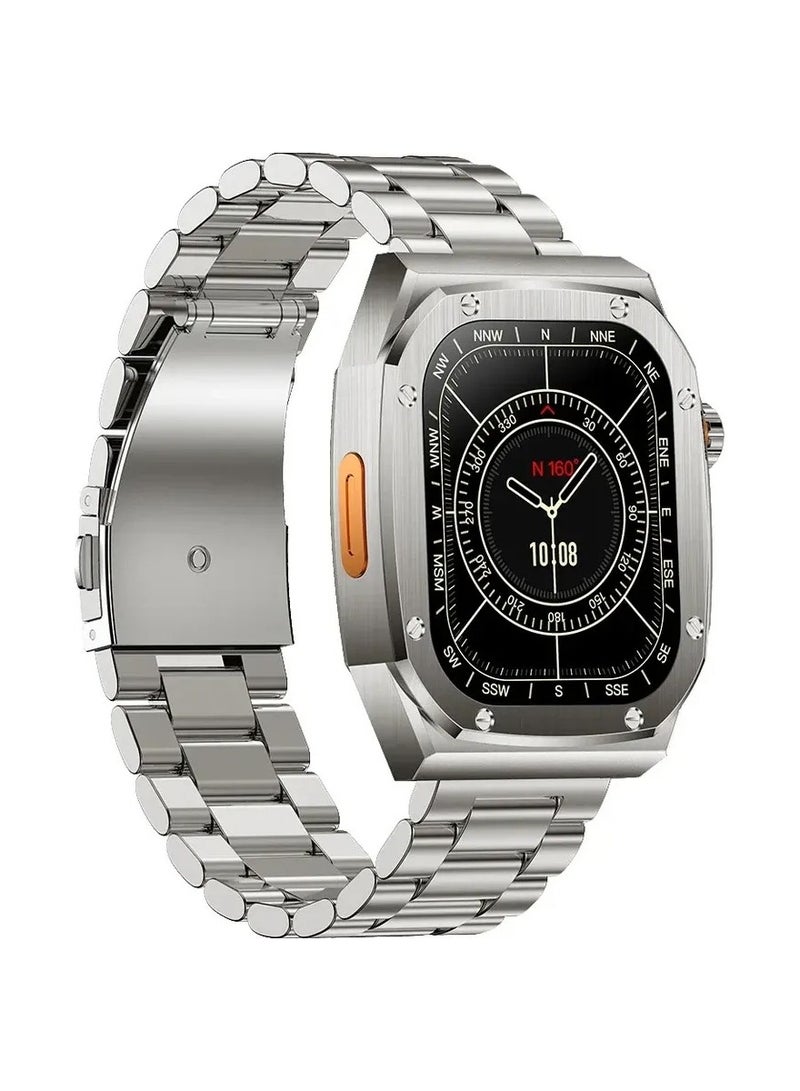 Mi Techo Z79 Max 2.1 Inch Large Screen HD Display Smart Watch IP68 Waterproof and NFC With 2 Pair Strap and Wireless Charger For Men Silver - Image 2