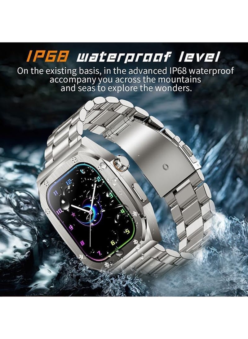 Mi Techo Z79 Max 2.1 Inch Large Screen HD Display Smart Watch IP68 Waterproof and NFC With 2 Pair Strap and Wireless Charger For Men Silver - Image 5