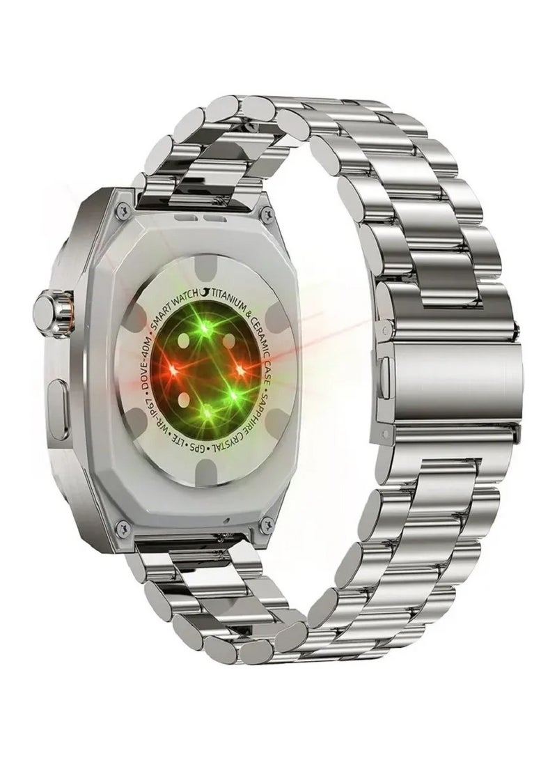 Mi Techo Z79 Max 2.1 Inch Large Screen HD Display Smart Watch IP68 Waterproof and NFC With 2 Pair Strap and Wireless Charger For Men Silver - Image 3