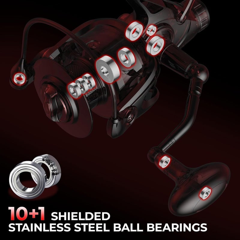 Kastking Sharky Baitfeeder III Spinning Reel 10+1 Shielded Stainless Steel BB - Carbon Fiber Drag for Live Liner Bait Fishing Action - Image 4
