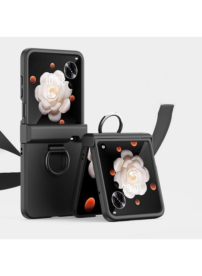 اس-توب جراب لهاتف Honor Magic V Flip مصنوع من الجلد فائق النحافة مع حلقة ومفصلة - Image 1