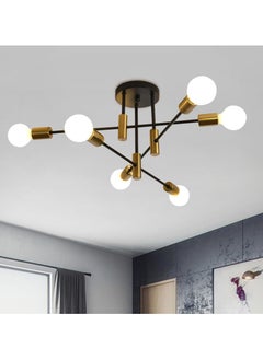 Ganeed Mid Century Sputnik Chandelier Modern Adjustable Ceiling Lighting 6 Lights Industrial Mount Pendant Light Fixture for Kitchen Living Dining Room Bedroom Foyer (Gold & Black)  - Image 1