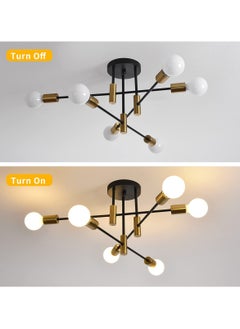 Ganeed Mid Century Sputnik Chandelier Modern Adjustable Ceiling Lighting 6 Lights Industrial Mount Pendant Light Fixture for Kitchen Living Dining Room Bedroom Foyer (Gold & Black)  - Image 4