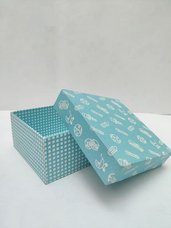 ACL Creations Cardboard Box For Birthday Hamper Diwali Hampers Return Gift Corporate GiftingPack Of 2 Top Bottom Box Its A Boy Design Size 6X6X3 InchsSky Blue