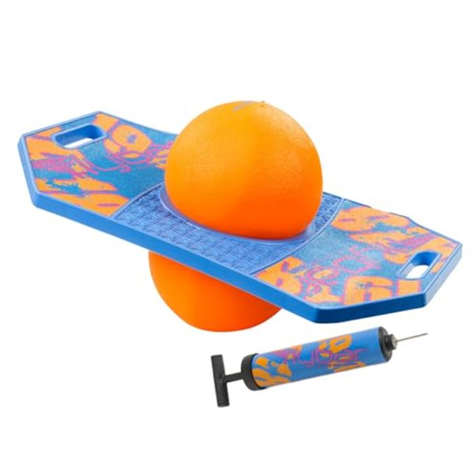 Flybar Pogo Trick Ball for Kids, Trick Bounce Board for Boys and Girls Ages 6+, Up to 160 lbs, Includes Pump, Easy to Carry Handle, Durable Plastic Deck Indoor, Outdoor Toy Pogo Jumper (Blue Dawn 2) - Image 4