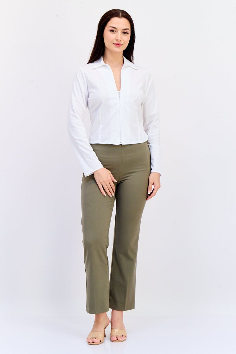 KOTON قميص نسائي بأكمام طويلة وياقة منتشرة، أبيض - Image 2