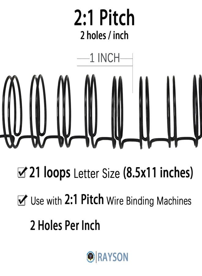Rayson 2:1 Pitch Double Loop Wire Binding Spines, 3/8 Inch (9.5mm), 21 Loops, Black, Holds 10-70 Sheets, Pack of 100 - Metal Wire Binding Combs for Letter Size Paper - Image 2