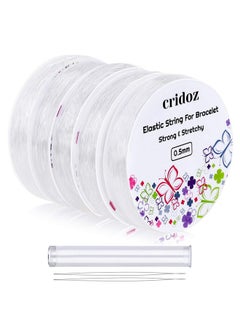 cridoz Stretchy String For Bracelets And Jewelry Making Cridoz 5 Rolls Clear Elastic String Stretch Cord Bead Bracelet String With 2 Pcs Beading Needles For Seed Beads Pony Beads  - Image 1