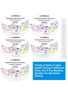 cridoz Stretchy String For Bracelets And Jewelry Making Cridoz 5 Rolls Clear Elastic String Stretch Cord Bead Bracelet String With 2 Pcs Beading Needles For Seed Beads Pony Beads  - Image 3