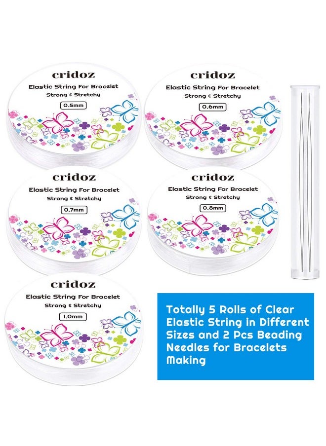 cridoz - Stretchy String For Bracelets And Jewelry Making Cridoz 5 Rolls Clear Elastic String Stretch Cord Bead Bracelet String With 2 Pcs Beading Needles For Seed Beads Pony Beads - Image 1