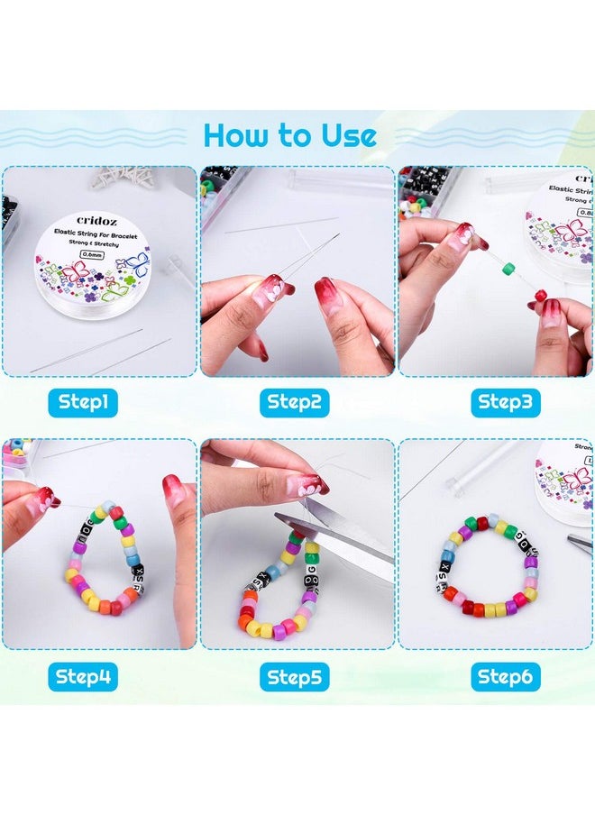 cridoz - Stretchy String For Bracelets And Jewelry Making Cridoz 5 Rolls Clear Elastic String Stretch Cord Bead Bracelet String With 2 Pcs Beading Needles For Seed Beads Pony Beads - Image 1