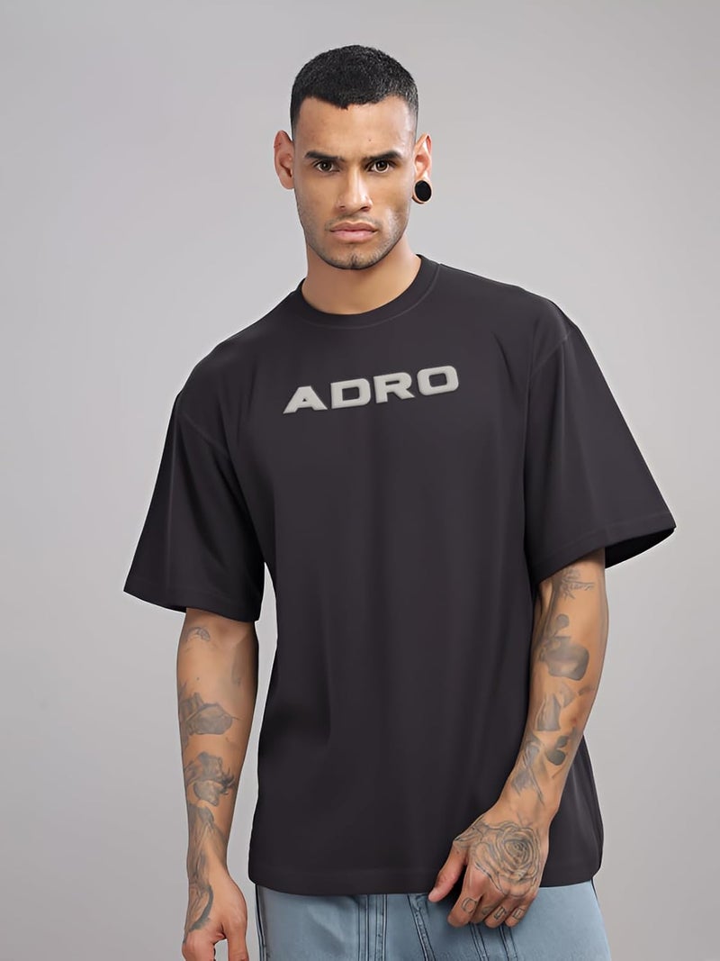 ADRO Men's Oversized Printed T-Shirt with Tiger Design and Roses - Casual Streetwear - Image 2