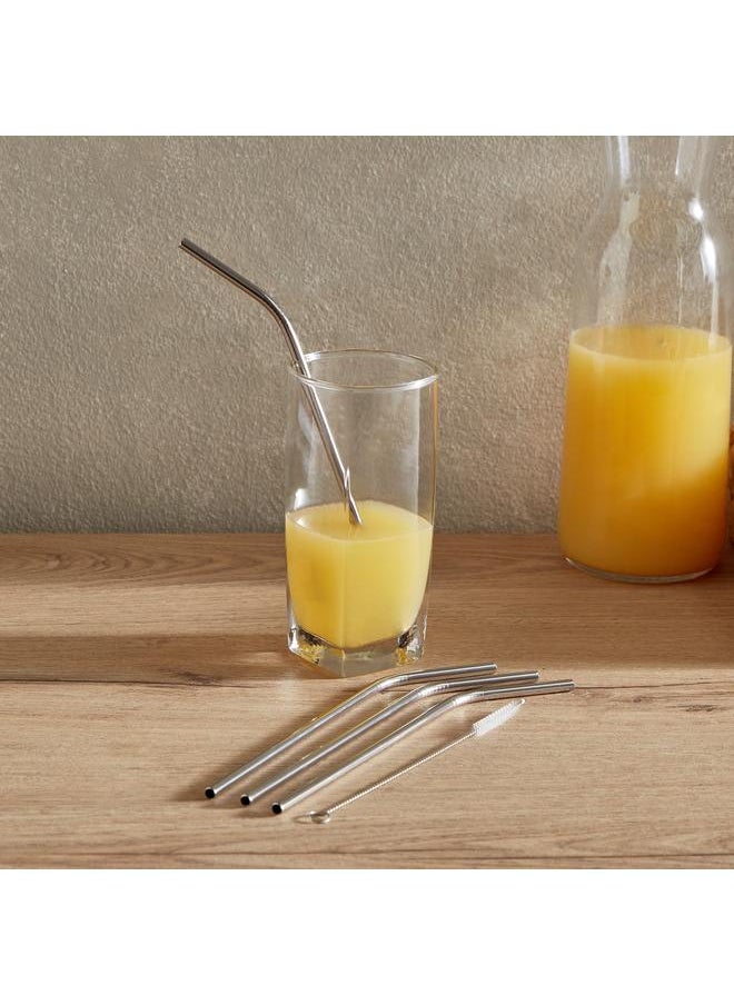 Home Box 5 Piece Steel Straw With Cleaning Brush Set  - Image 1