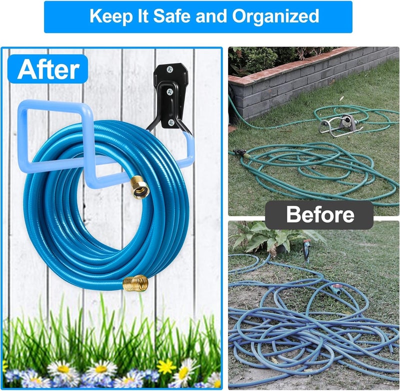 PeoMev Hose Holder Wall Mount - Metal Hose Hook Garden Hose Rack Heavy Duty Water Hose Reels for Outside Water Hose, Extension Cords - Image 5