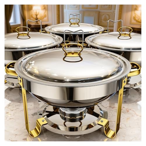 UOEOS Chafing Dishes for Buffet 4 Pack 5QT Food Warmers for Parties Buffet Stainless Steel Round Chafers and Buffet Warmers Sets for Home Gatherings Birthday Parties Church Events Catering Events - Image 1