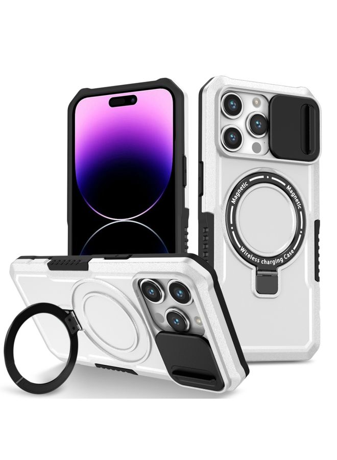 Case Cover For iPhone 14 Pro Max Sliding Camshield Magsafe Holder TPU Hybrid PC Phone Case Black White