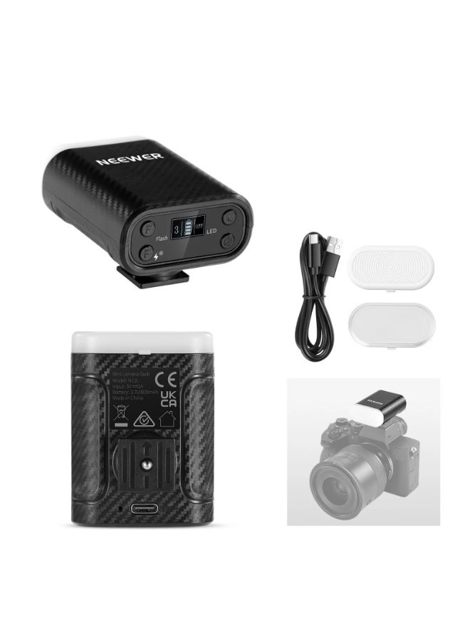 Neewer Portable Compact Camera Flash Lightweight 51g, 8-Level Brightness, 5600K Constant Color, 12 LED Built-in, Soft Diffuser, Fast Recharge Battery, Compatible with Canon, Fuji, Sony, Nikon Cameras - Image 1