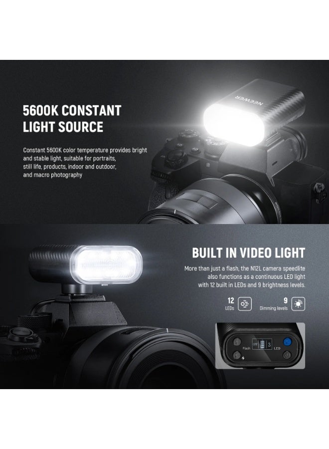 Neewer Portable Compact Camera Flash Lightweight 51g, 8-Level Brightness, 5600K Constant Color, 12 LED Built-in, Soft Diffuser, Fast Recharge Battery, Compatible with Canon, Fuji, Sony, Nikon Cameras - Image 5