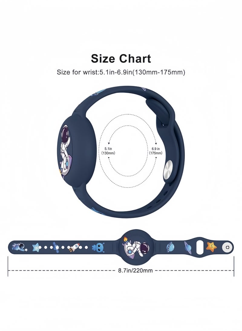 AirTag Bracelet for Kids - Waterproof Cute Cartoon Air tag Holder for Kids with Soft Silicone Full Coverage Anti-Lost Hidden Airtag Wristband Accessories for Child (Dark Blue) - Image 3