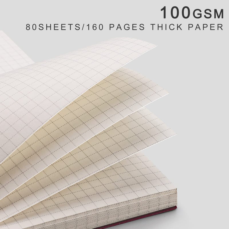 EMSHOI دفتر ملاحظات دائري ورق رسم EMSHOI 5.7" × 8.22" - عبوة 4 640 صفحة ورق شبكي بسمك 100 جرام، دفتر ورق رسم A5، دفاتر غلاف بلاستيكي للكتابة والأعمال الهندسية والرسوم البيانية واللوازم المدرسية - Image 3